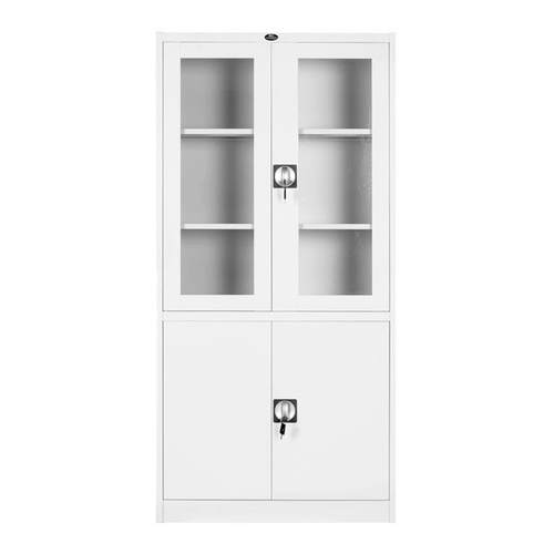 钢制文件柜中二斗柜玻璃门带锁铁皮柜资料柜抽屉柜办公室铁皮柜子 - 图3