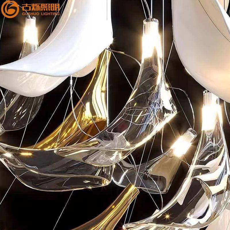 新中式餐饮大堂宴会厅酒店别墅客厅楼梯挑空装饰喇叭花琉璃吊灯,淘宝优惠券,粉丝福利购,淘宝优惠卷