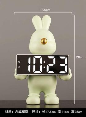 桌面摆件摆电子钟存钱罐台闹钟气球奢小时钟台钟轻创意台式兔钟表