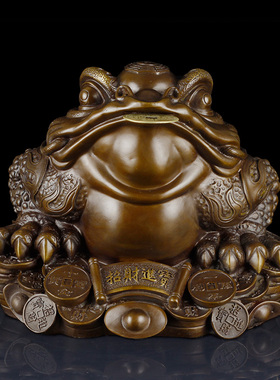 金蟾摆件铜金蟾客厅摆件三足蟾蜍饰品开业铜制金蟾礼品