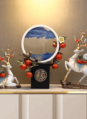 沛纳丽流沙画招财鹿中式摆件装饰品客厅桌面家居乔迁新居礼品