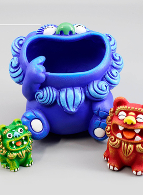 狮三百小摆件桌面装饰品收纳家居客厅玄关送元旦礼物