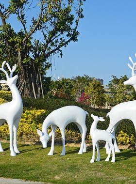 玻璃钢仿真动物梅花鹿雕塑园林景观组合小品户外草坪庭院装饰摆件