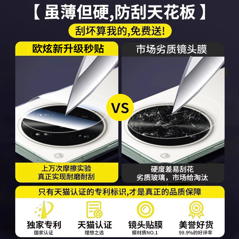 【超越AR蔡司秒贴膜】适用oppofindx8ultra镜头膜OPPOFindX8S+手机钢化Pro新款后置高清8por摄像头圈玻璃保护 - 图3