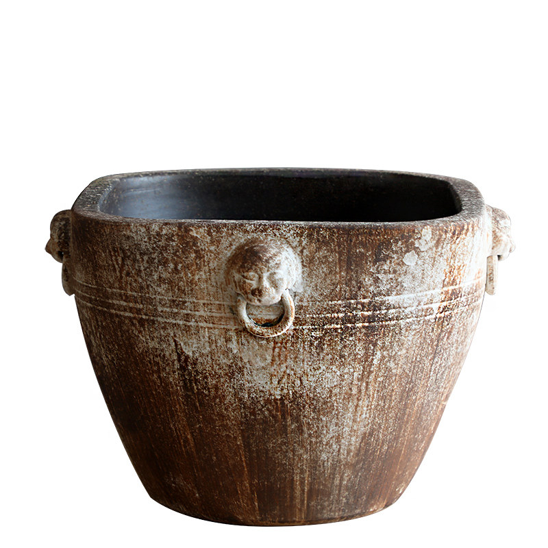 复古陶瓷仿古大缸粗陶手工圆坛方水缸大花盆鱼缸落地摆件庭院园林,淘宝优惠券,粉丝福利购,淘宝优惠卷