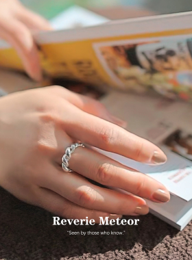 Reverie纯银麻花戒指女日韩风编织纹理指环简约气质百搭送女友