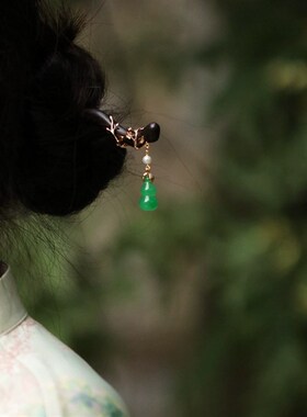 黑檀木发簪女 新中式旗袍马面裙盘发簪子 日常通勤简约百搭配汉服