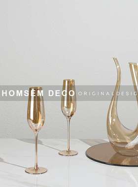 简约现代轻奢玻璃酒杯酒具套装摆件醒酒器样板间餐桌软装饰品摆