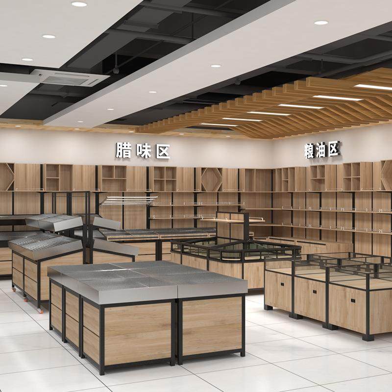 良达水果货架铁实木结合商场果蔬货架百果园水果货架 - 图2