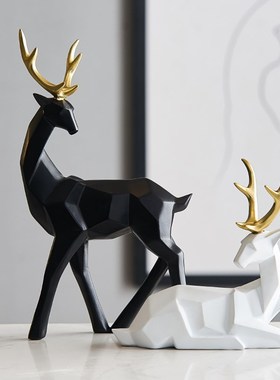 轻奢几何鹿摆件客厅电视柜家居玄关现创意简约装饰品