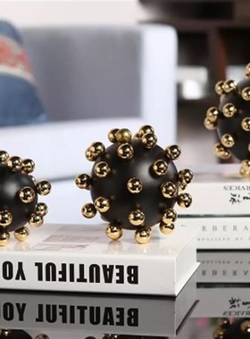 珠珠球摆件简约现圆球创意 样板房售楼处家居桌面装饰金属玄关