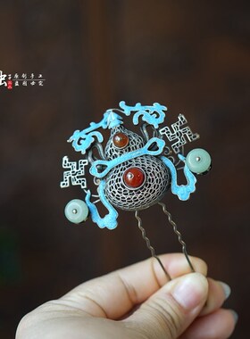 虫子家 仿清代古董发簪头面点翠色 国风配饰清汉女新娘马面裙2760