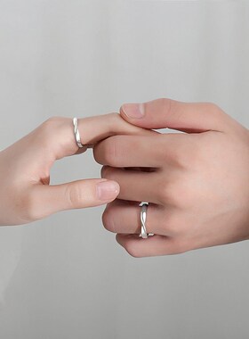 新款莫比乌斯情侣925戒指一对纯银韩版简约轻奢开口对戒礼物饰品