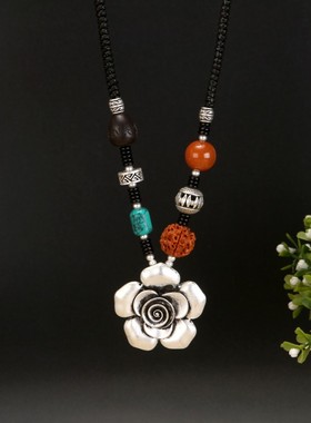 2021新款毛衣链长款百搭复古民族风项链锁骨链挂件女衣服配饰仿银