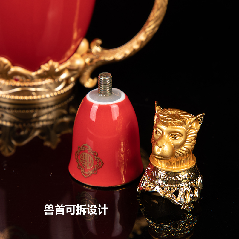 圆明园十二生肖兽首酒杯套装12只骨瓷家用龙凤杯陶瓷中式复古酒具 - 图2