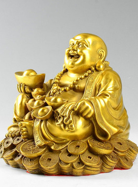 元宝弥勒家用招财笑佛摆件客厅电视柜装饰品礼品