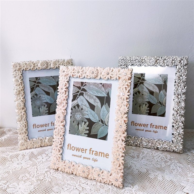 轻奢金属花朵6寸相框摆台白粉银色精致高级相架创意婚照,淘宝优惠券,粉丝福利购,淘宝优惠卷
