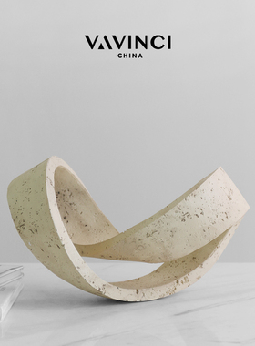 梵其现轻奢几何电形摆件创意艺术仿洞石样板间客环厅视柜装饰品