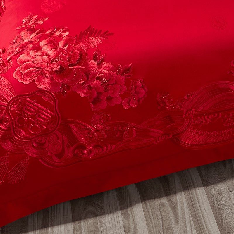 支全棉婚庆四六十件套刺绣新婚房床上用品大红色喜被子结婚,淘宝优惠券,粉丝福利购,淘宝优惠卷