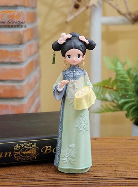 宫廷汉服风 琴棋书画树脂女孩摆件礼物古风娃娃中国风