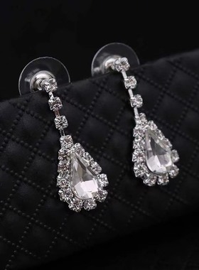 精致简约百搭水钻新娘项链耳环首饰套装女时尚气质礼服婚纱装饰品