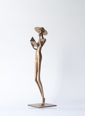 轻塑艺术看书奢物竖摆件雕人高档客厅摆件玄关高级感小众极简饰品