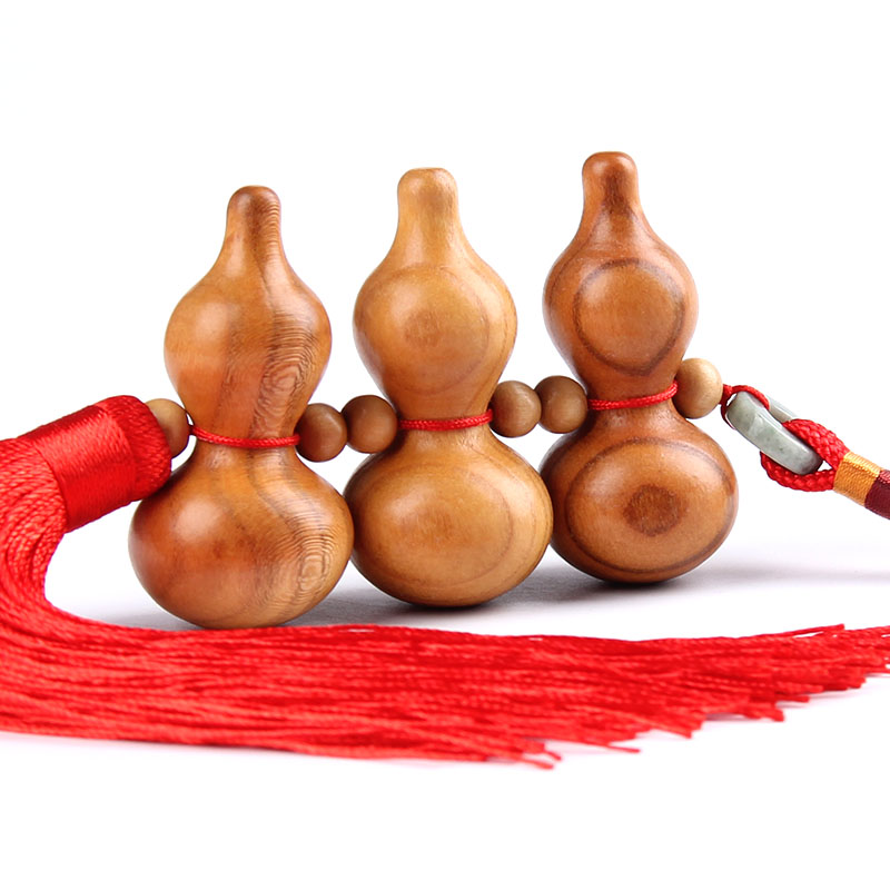 桃木葫芦挂件三个葫芦挂件木雕葫芦 - 图2