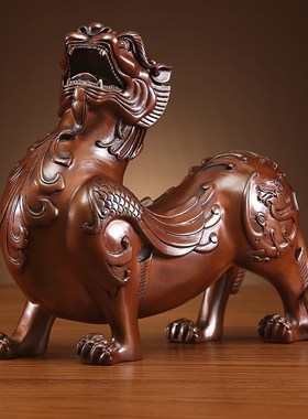 紫铜貔貅摆件一对家居玄关客厅装饰品摆设办公室公司开业乔迁礼品