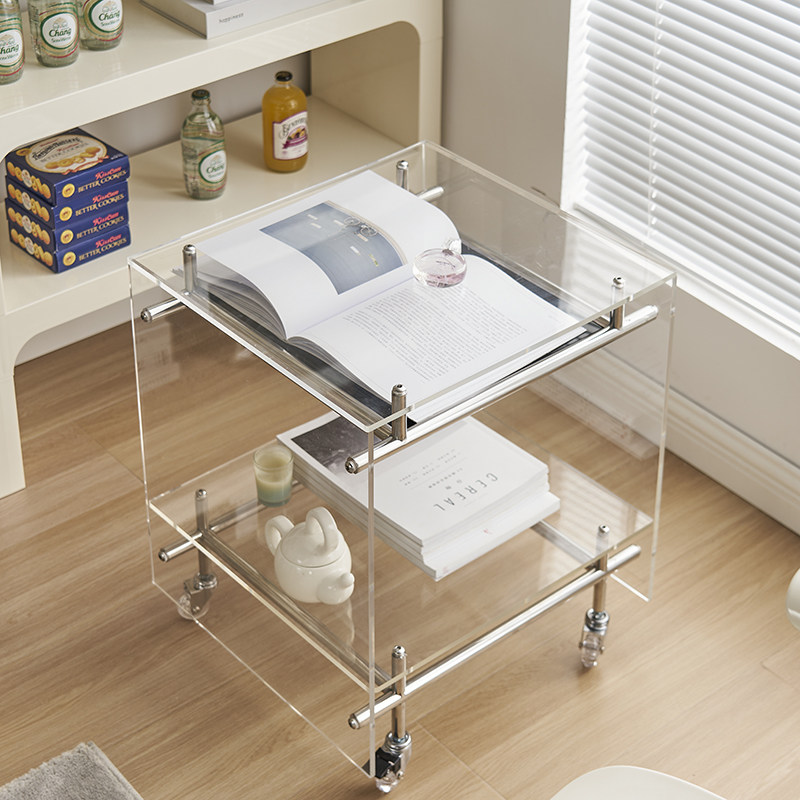 亚克力边几网红极简迷你轻奢高级感床头柜小茶几创意小推车可移动,淘宝优惠券,粉丝福利购,淘宝优惠卷