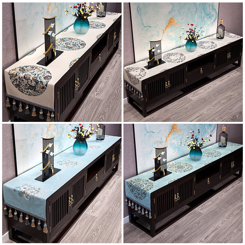 新中式布艺电视柜盖布桌布现简约中式中国风防尘罩茶几盖巾,淘宝优惠券,粉丝福利购,淘宝优惠卷