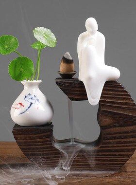新中式禅意办公室绿植装饰品客厅书桌面家居中式陶瓷玄关摆件厂家