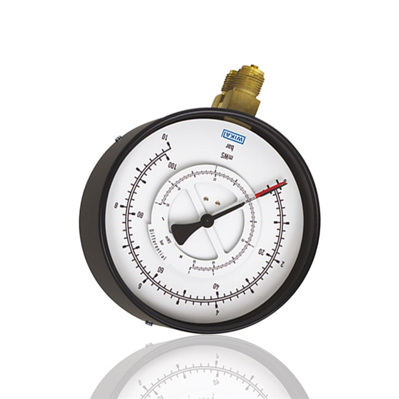 WIKA双头微差压表径向立装压差计威卡黑色YEC-100 10BAR 100mWS - 图3