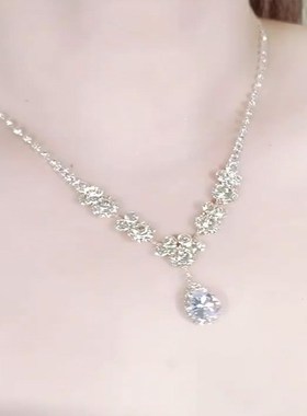 皓石水滴吊坠项链女甜美风配裙子公主流苏颈链配饰高级感锁骨链女