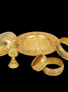 西行人 慧宝曼扎盘7供C款小号曼茶盘配托盘室内佛堂桌面摆件