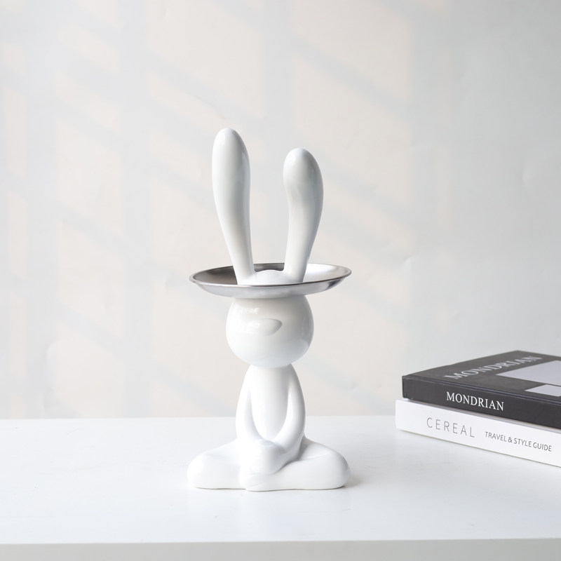 可爱电视柜玄关入户钥匙收纳托盘兔子摆件样板房客厅桌面装饰,淘宝优惠券,粉丝福利购,淘宝优惠卷