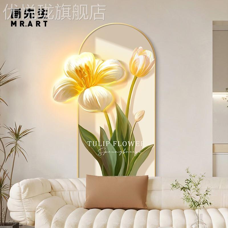 网红欧创北意玄关装饰画现代简约走廊道挂画小清新发光灯过画客厅 - 图3