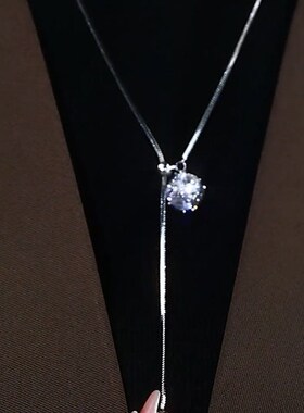 2022年新款潮一颗钻项链超闪镶嵌简约精致冷淡风小清新气质锁骨链