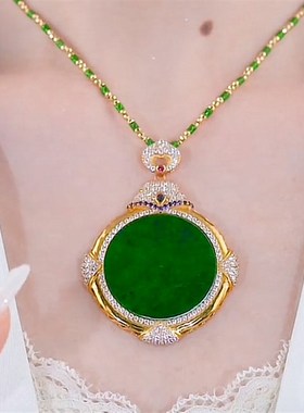 新款大气圆盘吊坠项链时尚百搭毛衣链配饰挂件长款挂坠节日送妈妈