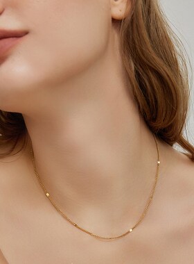 耳边风 环形公路 基础款压花波光粼粼亮片素链叠戴项链