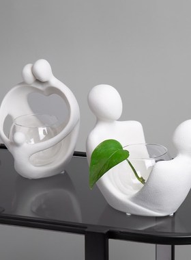 简约陶瓷抽象人物摆件创意客厅玄关书柜装饰品送朋友礼物