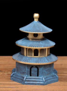 仿古黄铜天坛家用檀香熏香室内沉香薰炉复古创意茶道盘香摆件