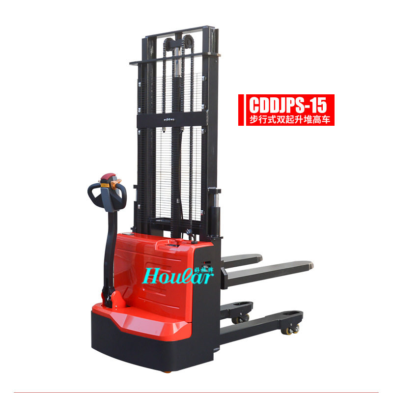 HOULAR牌全电动双起升1.5吨步行式/站驾式堆高车仓储物料堆高车,淘宝优惠券,粉丝福利购,淘宝优惠卷