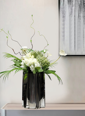 轻奢蓝色仿真花艺现样板房客厅餐桌售楼处酒店前台花器软装摆放