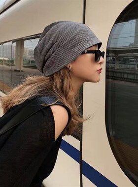 网红炸街帽子女春天百搭休闲逛街包头帽韩版潮流日系针织堆堆帽男