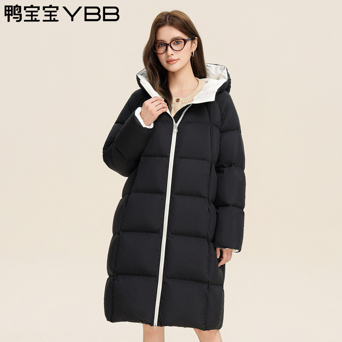 【面包泡芙】鸭宝宝新款羽绒服女2025冬季长款连帽过膝保暖厚外套,淘宝优惠券,粉丝福利购,淘宝优惠卷