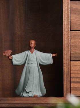 中式家居历史人物诸葛亮孔明摆件陶瓷呼风唤雨客厅玄关装饰品