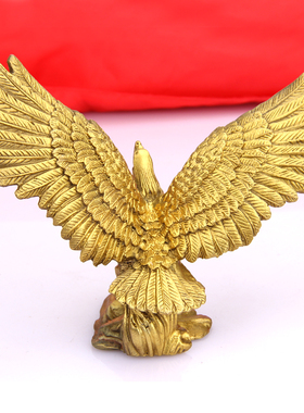 摆件 铜老鹰大展宏图 雄鹰展翅 金鹰落迎客松鸿图摆设