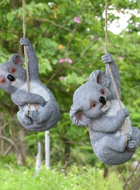 户外秋千熊猫树上挂件花园庭院雕塑摆件幼儿园景区装饰