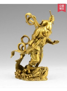 魁星点斗摆件独站鳌头家用书房桌面装饰品魁星踢斗铜像