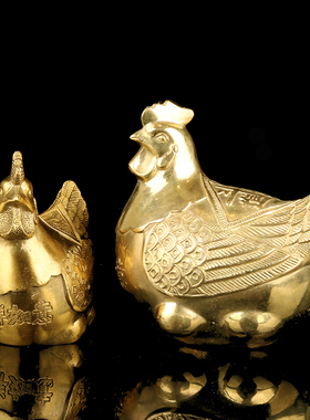 铜金钱肖生下蛋招财金斗鸡客厅桌面